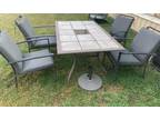 Slate/Granite Patio Outdoor Table Set with 4 Chairs
