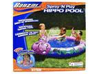 New Banzai Spray 'n Play HIPPO Inflatable Swimming Pool 72" L