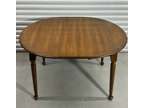 Vintage L.Hitchcock Signed Solid Cherry Round Table W/Leaf