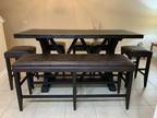 Slaw Bar Stool Bench Brown Espresso Leather Dining Table 8