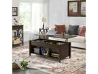 Coffee Table w/Hidden Compartment 3 Storage Shelf Living