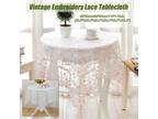 Floral Lace Tablecloth Square Yellow & Pink Table Cover