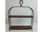 Vintage Wood Iron Two Tier Shelf For Wall or Table Top