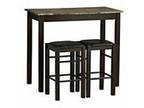 Linon Brown 3-Piece Table Faux Marble Tavern Set