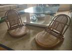 Two Vintage Rattan Lounging Beach Chairs Folding 2 Position