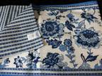 Williams Sonoma Reversible Table Runner 108" x16" Blue Floral