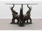 3 Brass Elephant Table With Glass Top Seats 4 Dining Great