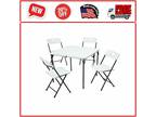 5 Piece Card Table 34in and Four Chairs Set in White