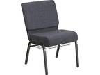21'' Wide Dark Gray Fabric Church Chair 4'' Thick Seat