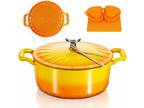 Enameled Cast Iron Dutch Oven with Lid, Enamel Pot with Loop