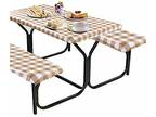 3 Piece Set Waterproof Picnic Table Cover with Bench
