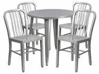 5-pc Silver Metal Dining Set 30in Roundx29.5in H Table w/4