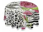 Qilmy Rose Leopard Outdoor Tablecloth 60 Inch Waterproof