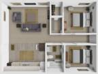 Sandusky Apartments - MONTICELLO ARMS 2 BEDROOM 1 BATH B