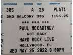 Paul McCartney 1 Tix Hard Rock Hollywood FL Wed 5/25 Sec 305