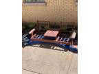 Redwood outdoor patio double seat with table