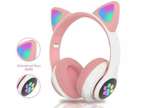 Flash Light Cute Cat Ear Headphones Wireless with Mic