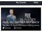 2 Paul McCartney Got Back Tickets Knoxville,Tn Section 123