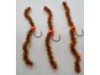 Jumbo fnf chewing gum squirmy worms caddis brown set of 3