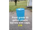 55 gallon food grade plastic sealed drums with caps