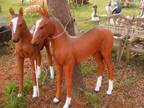 Fiberglass Life Size Bay Horse/ Foal