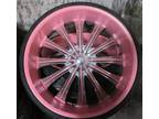 Bentchi 28 Inch 5 Lugs Chrome & Pink Rims & Tires - 5x4.5 - Good Shape