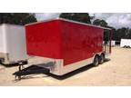 8.5 x 16 Red BBQ Trailer w/Porch and Side Rails