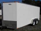 7 x 16 TA Enclosed Trailer / Cargo Trailer - White - Tandem Axle