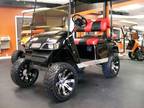 Black EZ-GO PDS Golf Cart with Black/Red Seats and Warranty