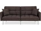 Convertible Split Cack Futon Tufted Linen Fabric With 2 - Opportunity
