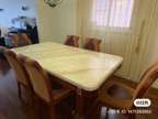 Real Marble Stone Hardwood Dining Table Set