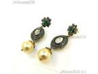 Emerald & Polki All Diamond Pave Earrings 925 Sterling