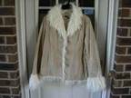 WOMENS COZY RAMPAGE Medium Sand Colored Leather Jacket w/ Synthetic Fu -