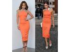 $85 OBO Victoria Beckham celebrity fashion Style Orange elegant Dres