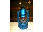 Vintage antique BLUE Dietz No. 2 D-LITE barn railroad lantern w/ clear -