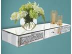 Mirrored Furniture Wall Shelf with Drawer, Crystal Diamond - Opportunity