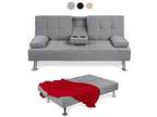 Linen Upholstered Convertible Folding Futon Sofa Bed W/ - Opportunity
