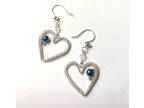 Silver Heart Earrings with Tahitian Pearls