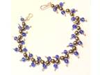 ZigZag Fishbone Bracelet with Blue Crystals & Gold Hematite Beads