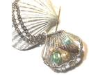 Silver Caged Seashell Pendant with Pearls