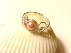 Sterling Silver Heart Ring with Pink Swarovski Pearl