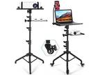 Projector Tripod Stand with 2 Shelves, Laptop Tripod on