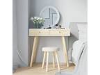 Makeup Table with Mirror and 2 Drawers, White - Opportunity