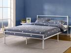 12" White Metal Platform Bed Frame with Headboard and - Opportunity