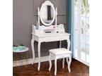 Elegance White Dressing Table Vanity Table and Stool Set - Opportunity
