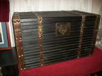 Large Rustic Wood Storage Trunk/Chest, Fauk Leather Straps - Opportunity
