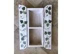 Vintage Painted Ivy Wooden Hanging Display Wall Shelf + 4 - Opportunity