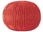 Berlin Casual Knitted Filled Ottoman Orange round Pouf - Opportunity