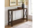 Woven Paths Magnolia Metal X Console Table, Dark Walnut - Opportunity