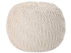 Hershel Beige Knitted Cotton Pouf - Opportunity!